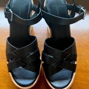 Black Sandal Espadrille Wedge - never worn